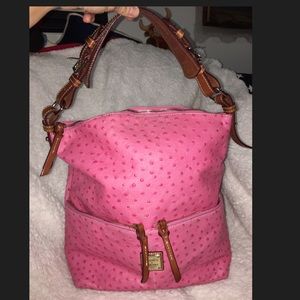 DOONEY pink ostrich leather hobo purse
